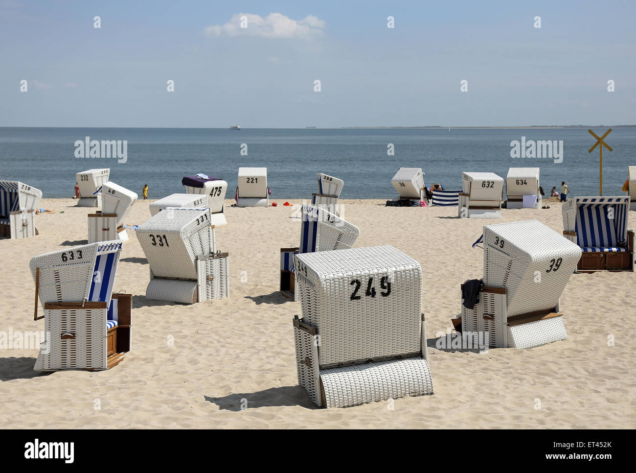 Sylt, Allemagne, Strandkoerbe sur la plage de la municipalité Hoernum Banque D'Images