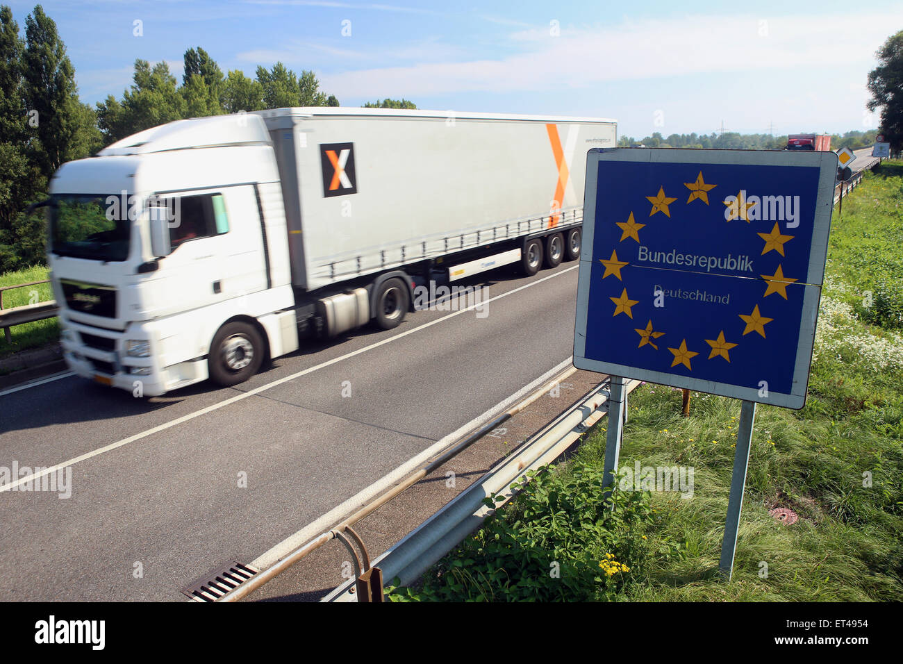 Iffezheim, Allemagne, d'un camion en route pour la France Banque D'Images