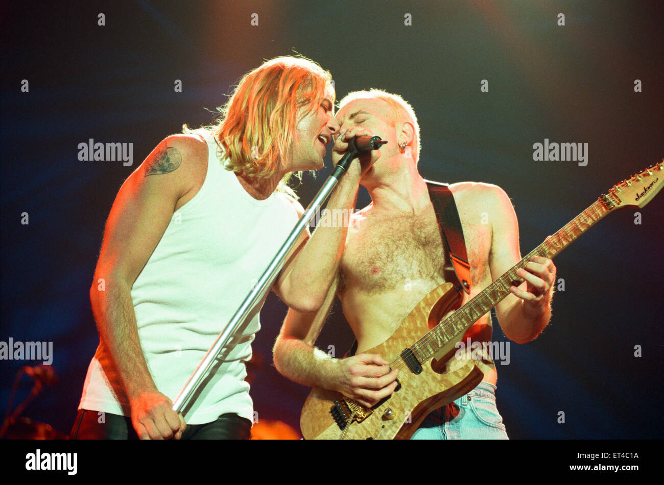 Joe Elliott de Def Leppard en live à NEC de Birmingham. 16 novembre 1996. Banque D'Images