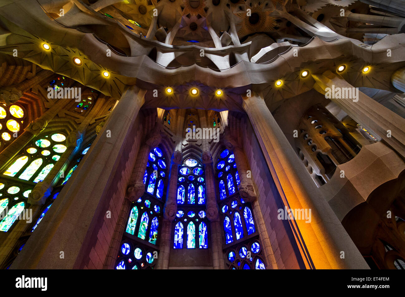 L'intérieur de la Sagrada Familia. Barcelona Banque D'Images