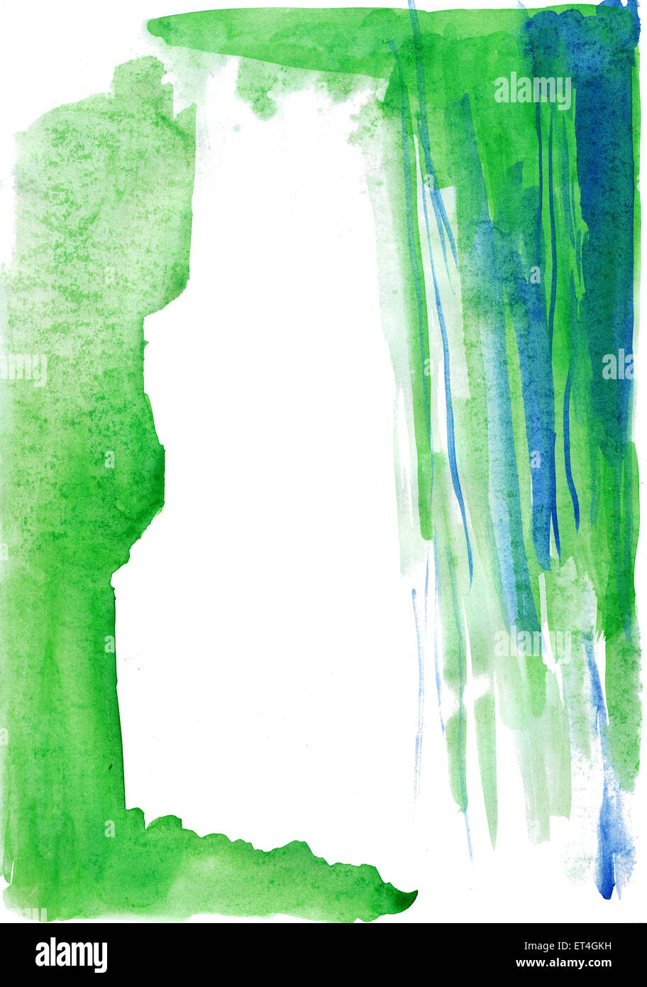 Cadre vert peint à l'aquarelle Banque D'Images