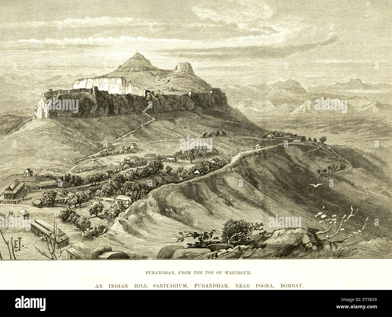 Vacances et stations de montagne Purandhar du haut de Wazirgur ; un Indien hill Sanitarium ; Purandhar ; Poona Puna ; Maharashtra Banque D'Images