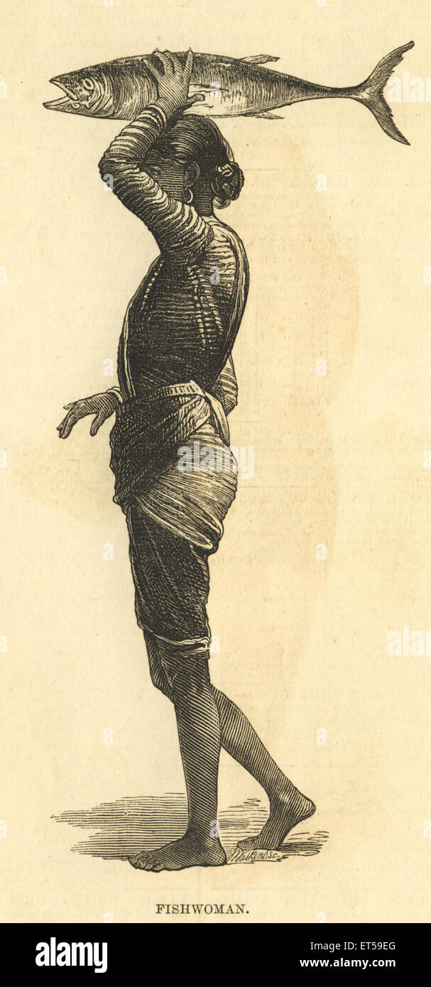 Portraits lithographiques pêcheuse ; 25 mars 1876 ; Inde Banque D'Images