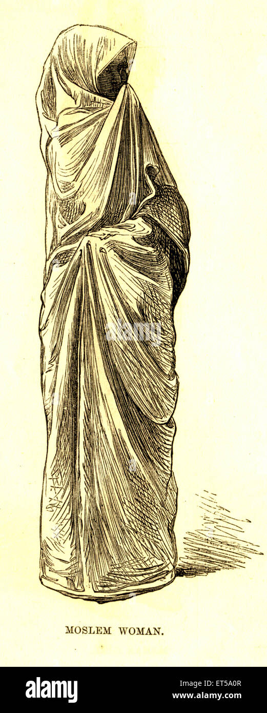 Portraits lithographiques ou Moslkm femme musulmane ILN 25 mars 1876 l'Inde ; Banque D'Images