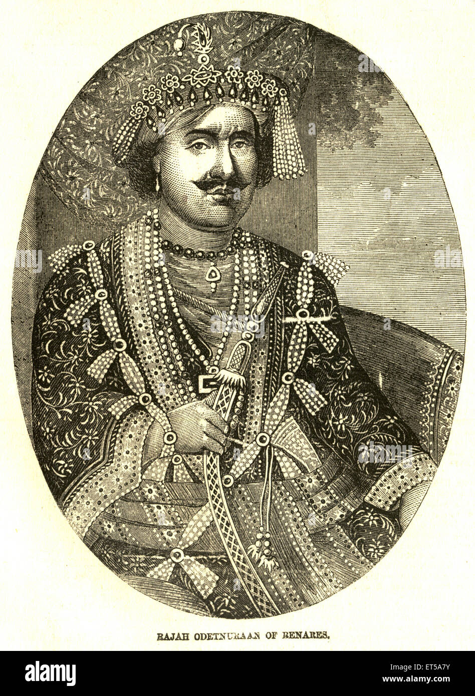 Maharaja Udit Narayan Singh ; Benares ; Varanasi ; Uttar Pradesh ; Inde ;ancienne gravure du xixe siècle Banque D'Images