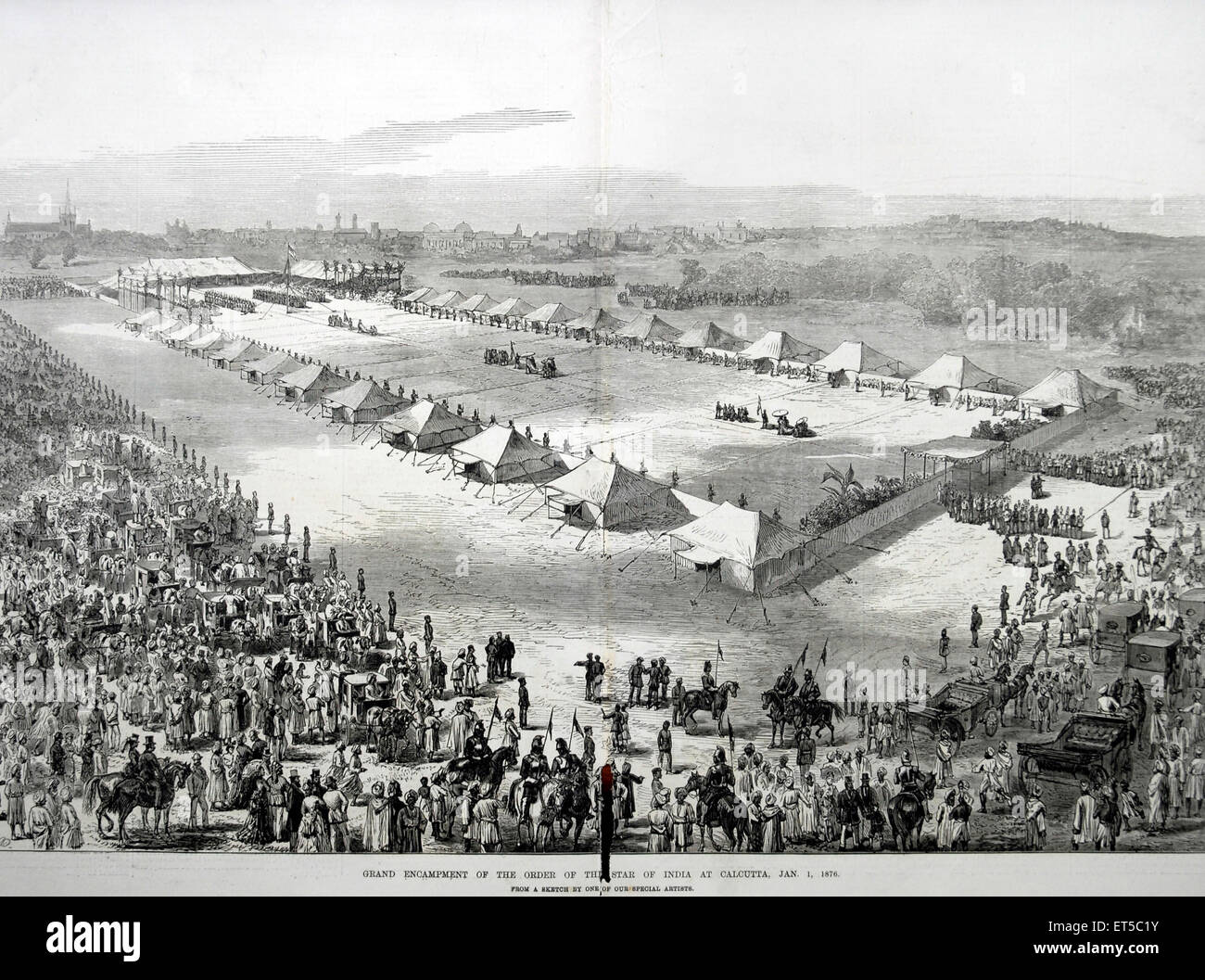 Redevance sur Tour, Grand campement ; Calcutta ; Kolkata ; Bengale occidental ; Inde ; ancienne gravure du XIXe siècle Banque D'Images