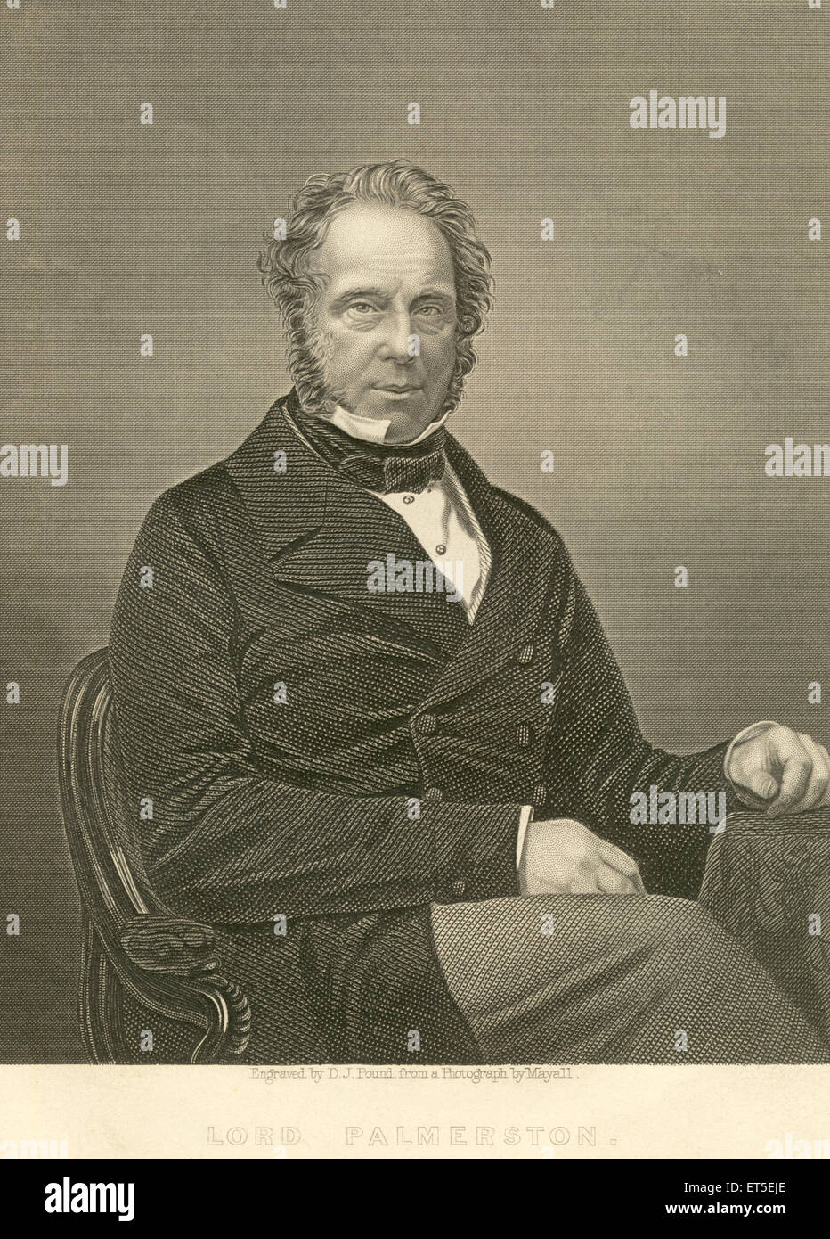 Lord Palmerston, Temple Henry John, 3e vicomte Palmerston, homme d'État britannique, Premier ministre du Royaume-Uni, ancienne gravure en acier datant du XIXe siècle Banque D'Images