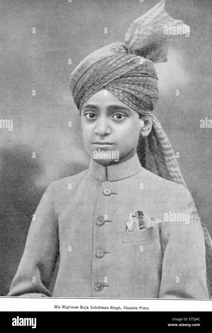 prince indien ; Princes d'Inde ; son Altesse ; Raja Lakshman Singh ; Etat de Chamba ; Himachal Pradesh ; Inde ; Asie ; Asiatique ; Indien Banque D'Images