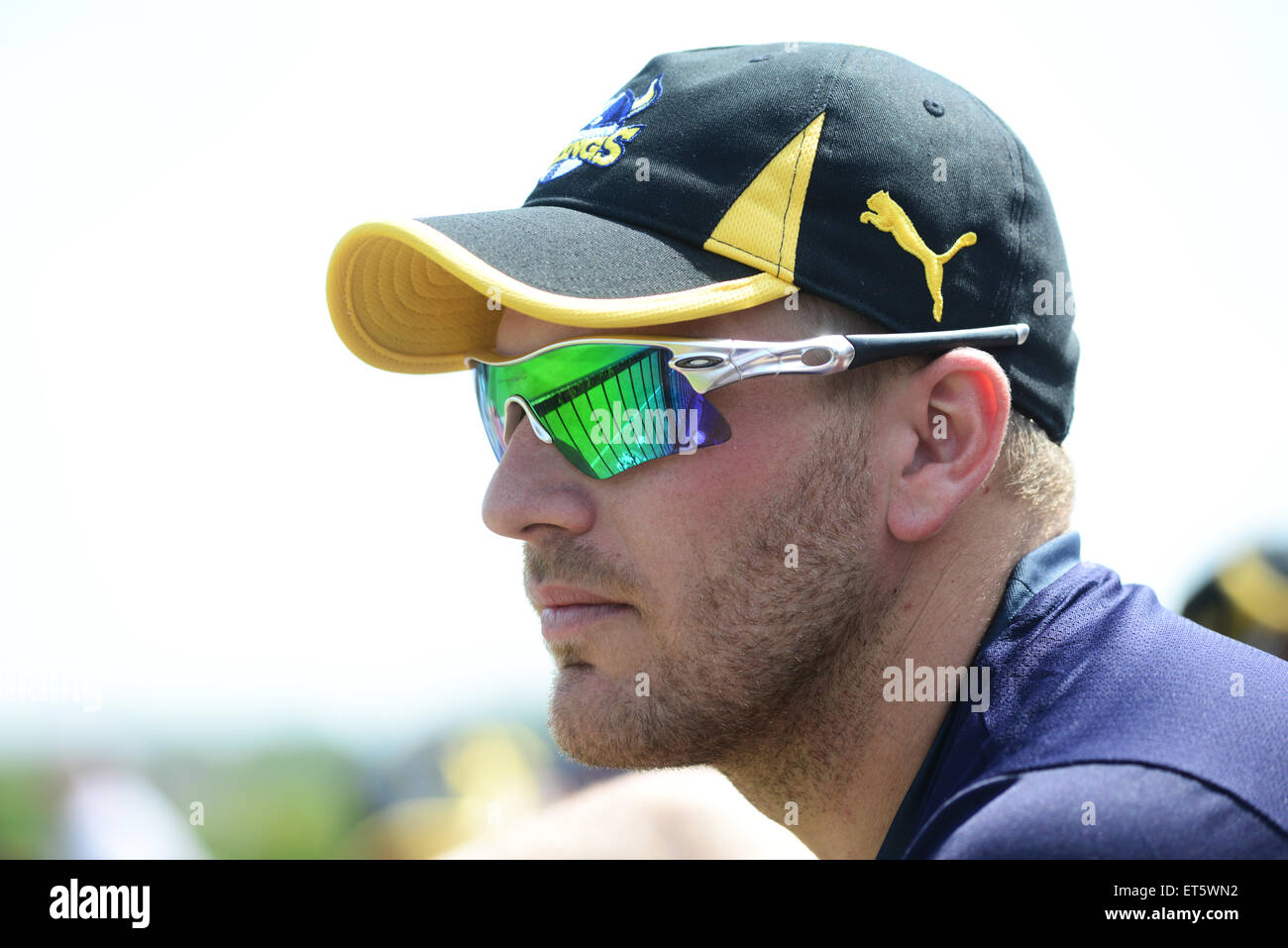 Cricket australien Aaron Finch jouant pour le Yorkshire Vikings. Photo : Scott Bairstow/Alamy Banque D'Images