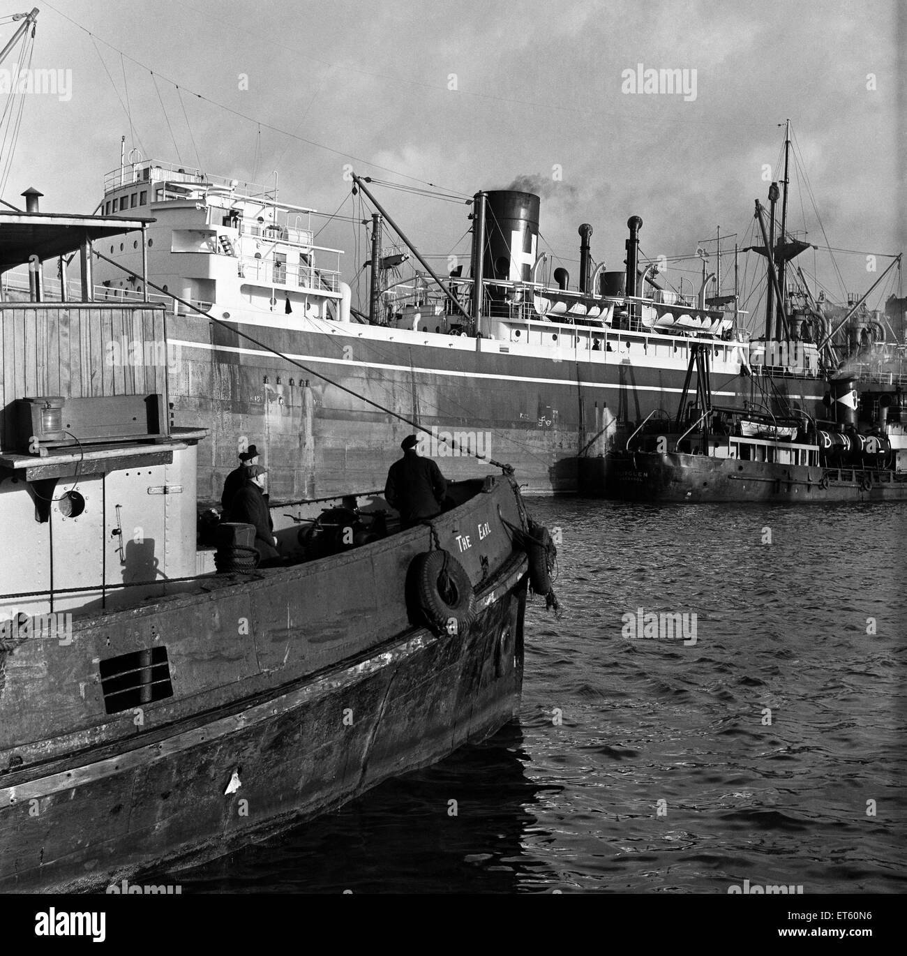 Docks de Cardiff, Glamorgan du Sud, le Pays de Galles. Mars 1954. Banque D'Images