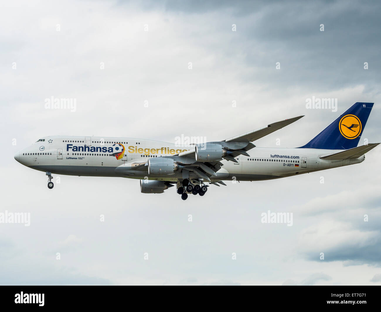 Allemagne, Francfort, l'atterrissage de Boeing 747 de la Lufthansa Banque D'Images