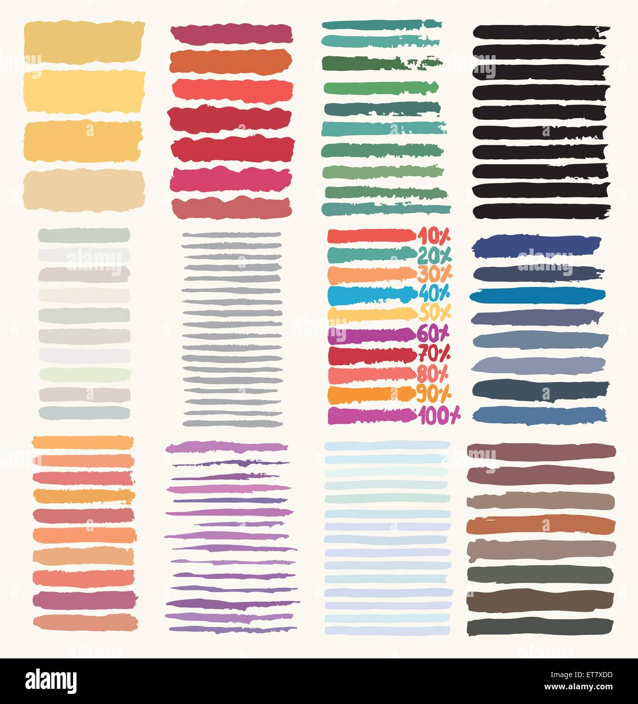 Ensemble de coups de pinceau à la main en couleurs Illustration de Vecteur