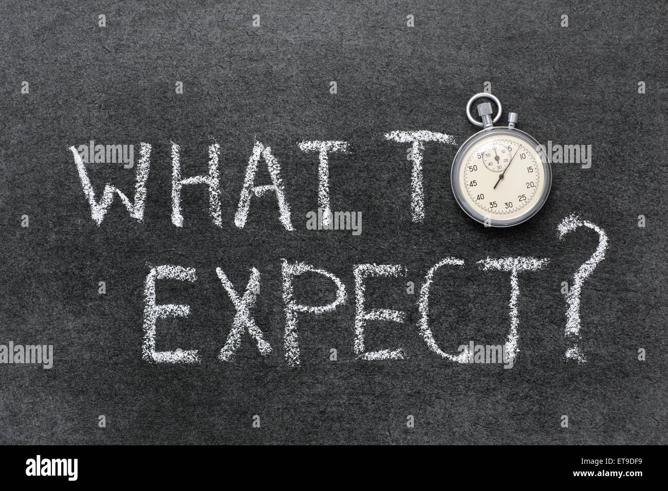 À quoi s'attendre question à la main sur tableau avec vintage chronomètre précis utilisé au lieu d'O Banque D'Images