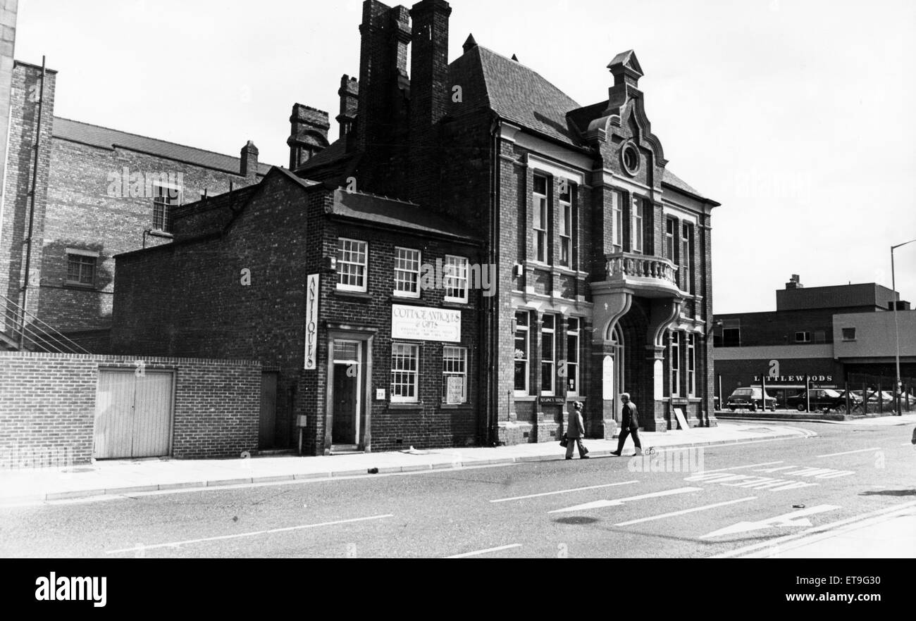 Nelson Arcade, Stockton, l'ancien Bureau s'inscrire maintenant une rénovation complète du centre commercial et immobilier la Terrasse Café Restaurant. 18 septembre 1980. Banque D'Images