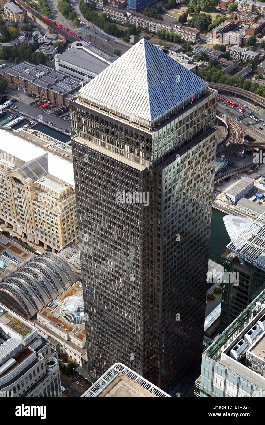 Vue aérienne de One Canada Square, Canary Wharf, Londres E14 Banque D'Images