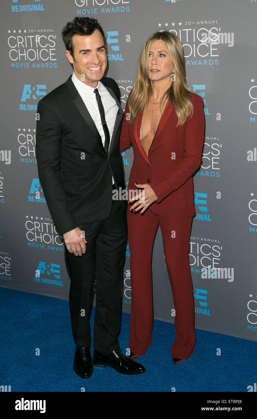 20e congrès annuel Critics' Choice Movie Awards au Hollywood Palladium - Arrivées avec : Justin Theroux, Jennifer Aniston Où : Los Angeles, California, United States Quand : 15 Jan 2015 Crédit : Brian à/WENN.com Banque D'Images