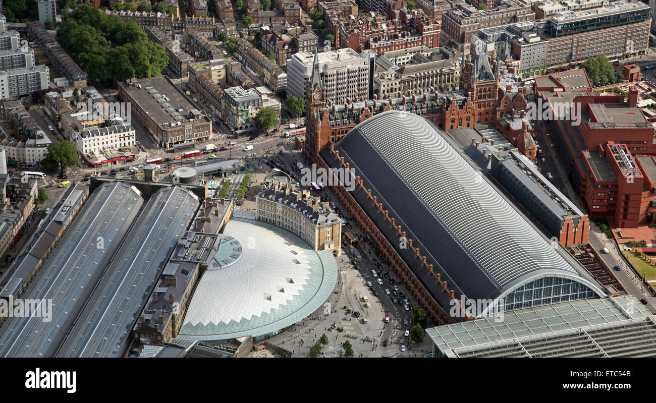 Vue aérienne de Kings Cross et St Pancras de Londres Banque D'Images