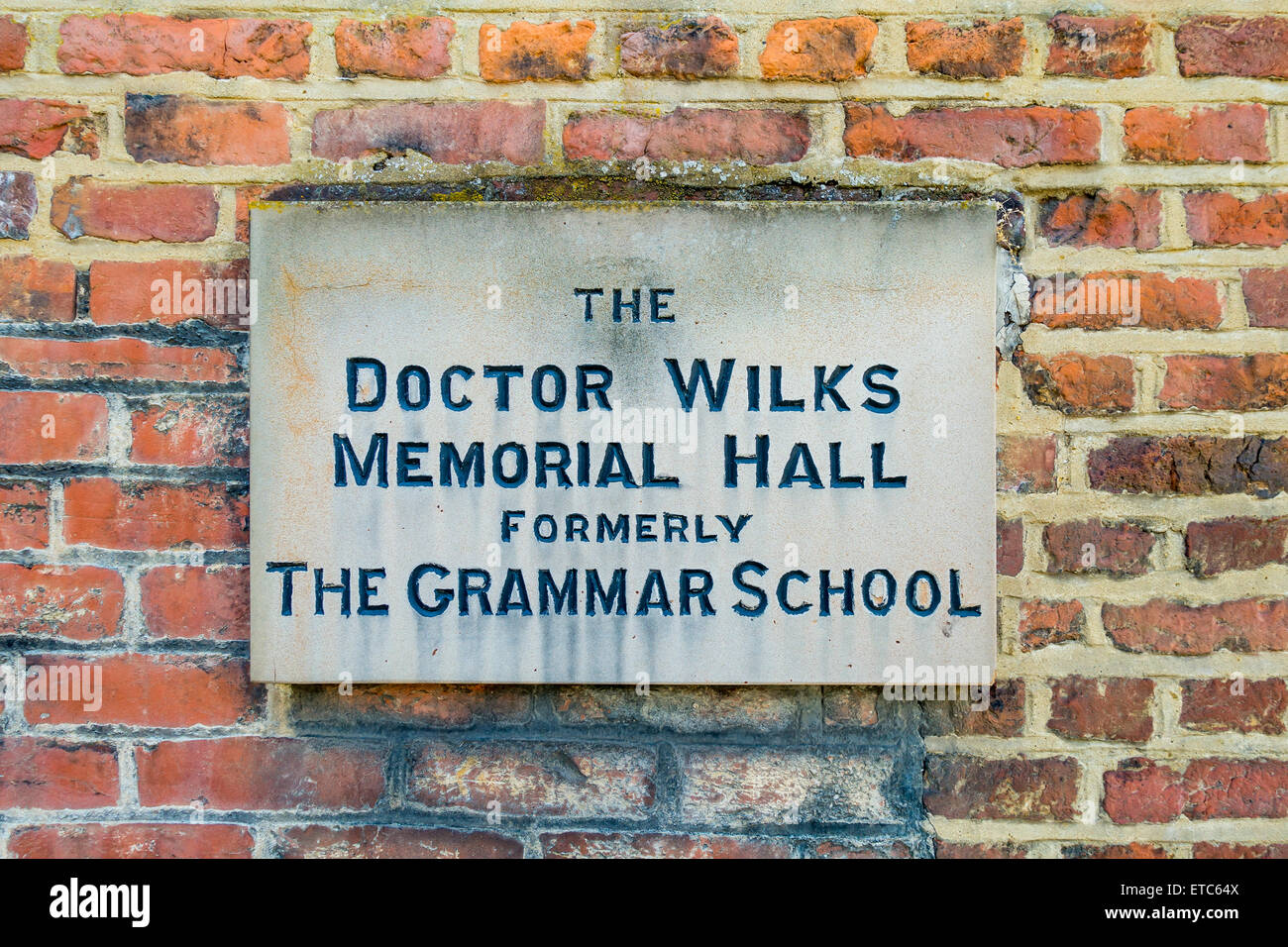 Le médecin Wilks Memorial Hall anciennement la Grammar School Ashford Kent Banque D'Images