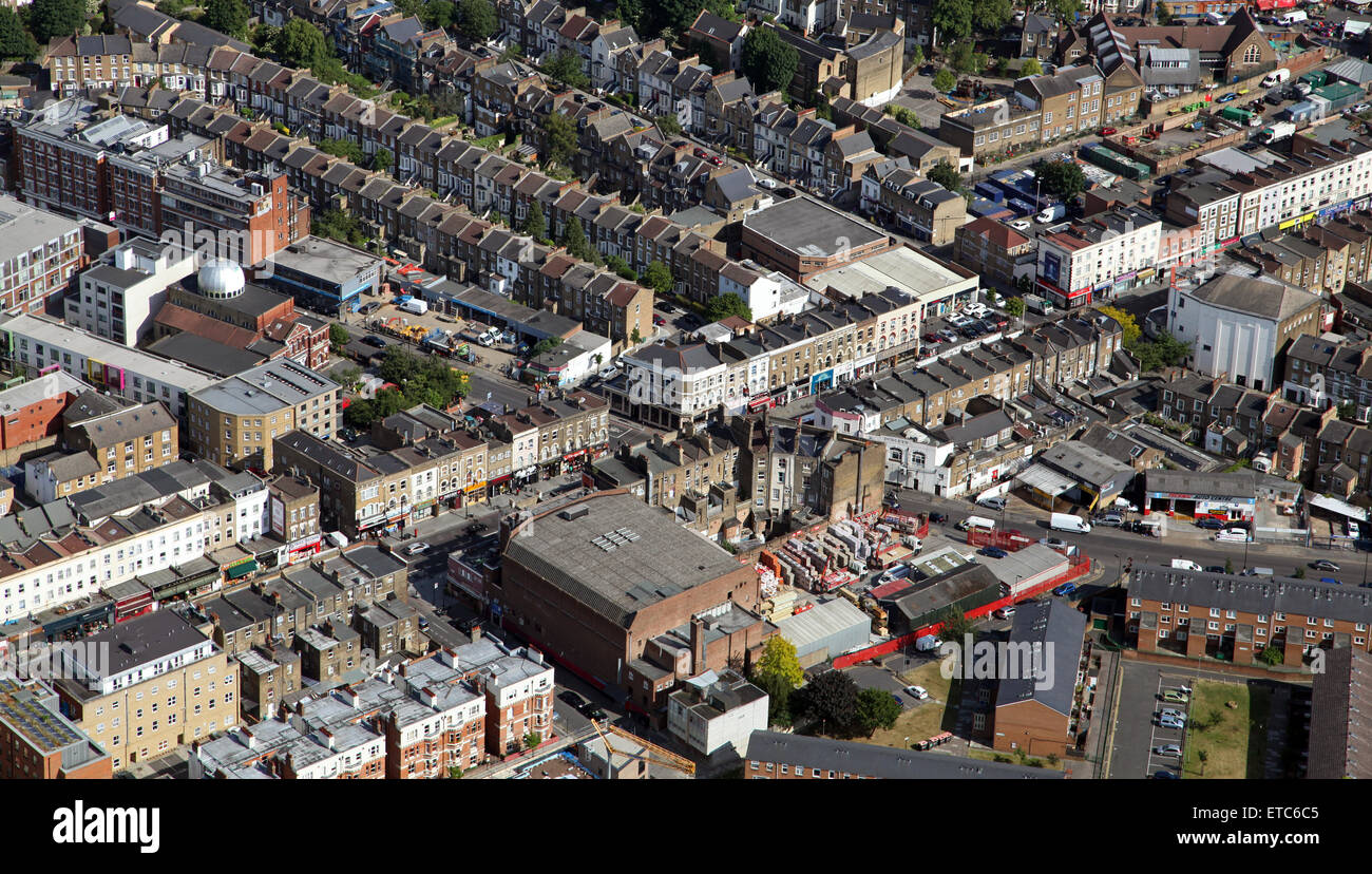 Vue aérienne de l'Upper Street, Islington, Londres, Royaume-Uni Banque D'Images