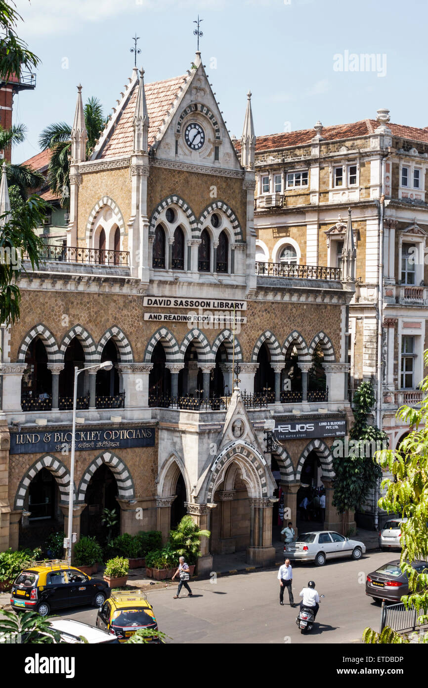 Mumbai Inde, fort Mumbai, Mantralaya, Mahatma Gandhi Road, David Sassoon Library & Reading Room, Rampart Row, jaune Malad Stone, India150302081 Banque D'Images