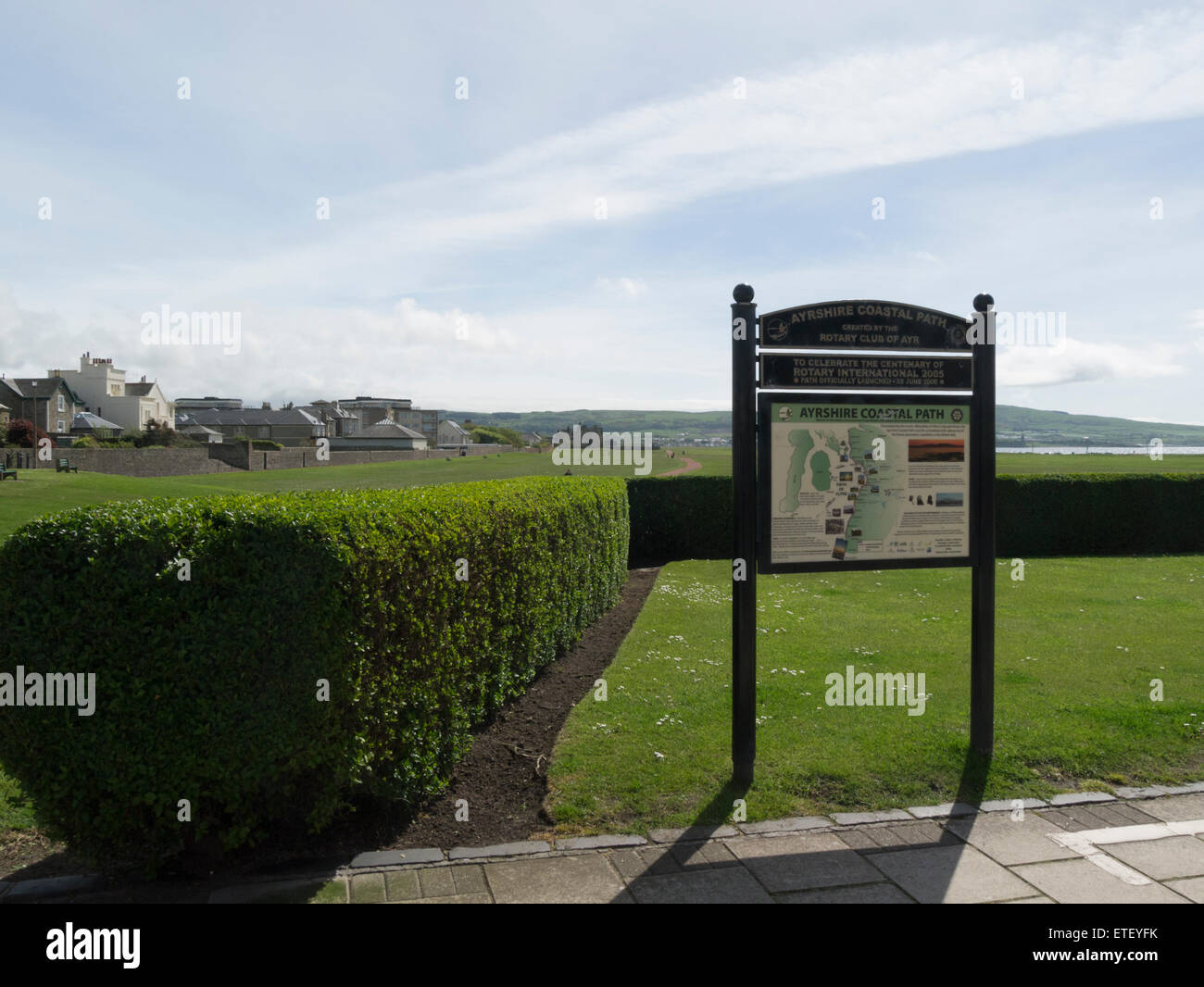 Début du sentier du littoral de l'Ayrshire ouvert 2008 pour célébrer le centenaire du Rotary International espace ouvert urbain Ecosse Ayr autrefois commune de terres de pâturage Banque D'Images