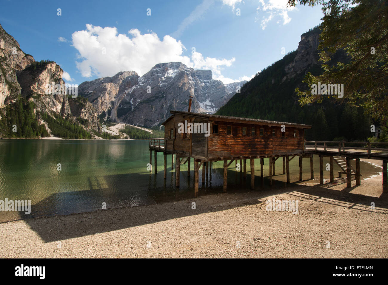 Pragser Wildsee, Lago di Braies, Val Pusteria, le Tyrol du Sud, Italie Banque D'Images