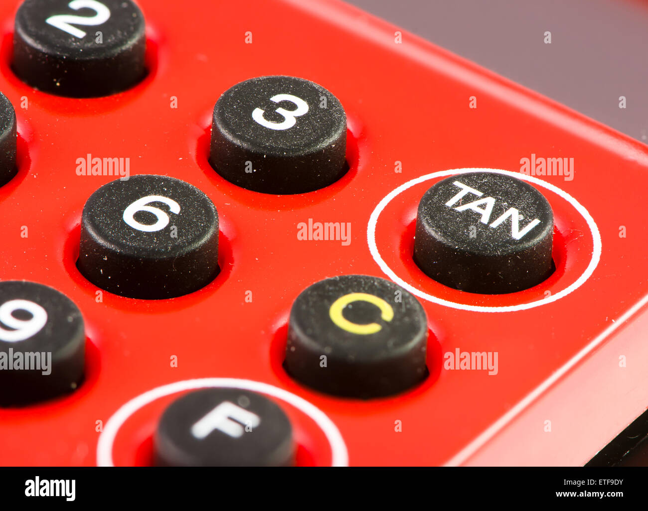 TAN rouge générateur pour sécuriser internet banking Banque D'Images