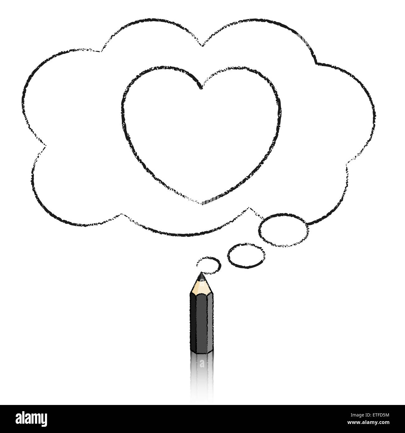 Dessin Au Crayon Noir Avec Reflet Dans Licône Coeur Nuage