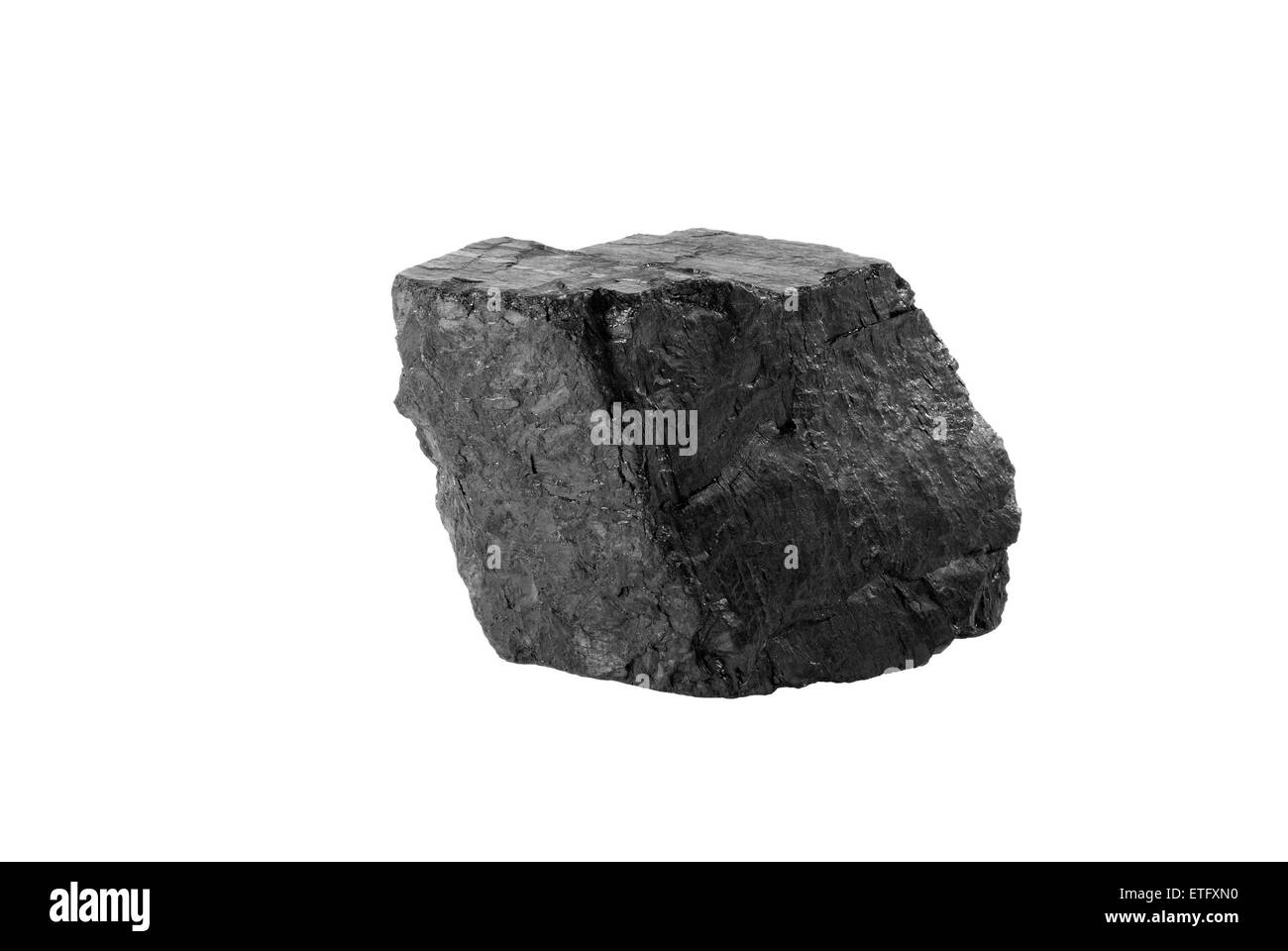 Le charbon minéral noir à partir de la région de Donetsk (Ukraine) isolé sur fond blanc. Banque D'Images