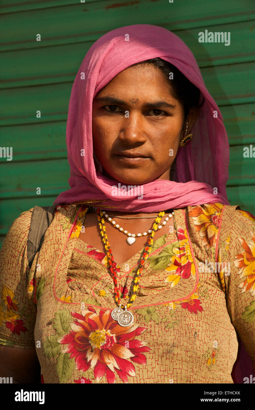 Portrait d'une femme du Rajasthan. Udaipur, Rajasthan, Inde Banque D'Images