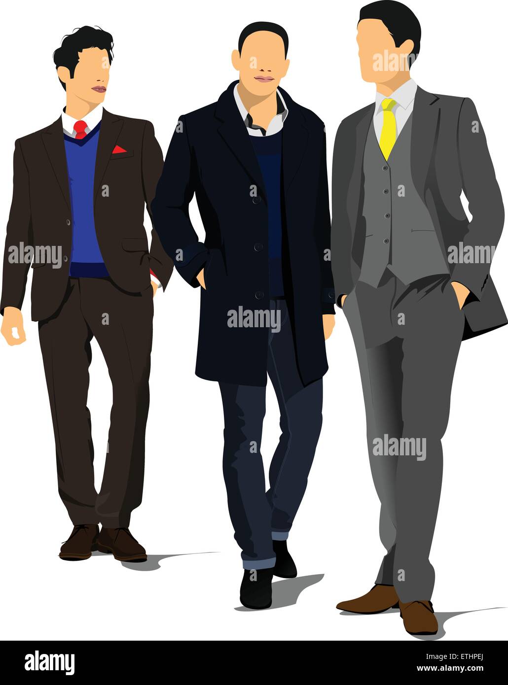 Trois jeunes beaux hommes. Businessman.Vector illustration Illustration de Vecteur