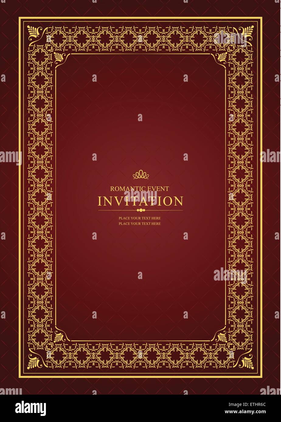 Ornement d'or sur fond brun. Peut être utilisé comme carte d'invitation ou un capot. Vector illustration Illustration de Vecteur