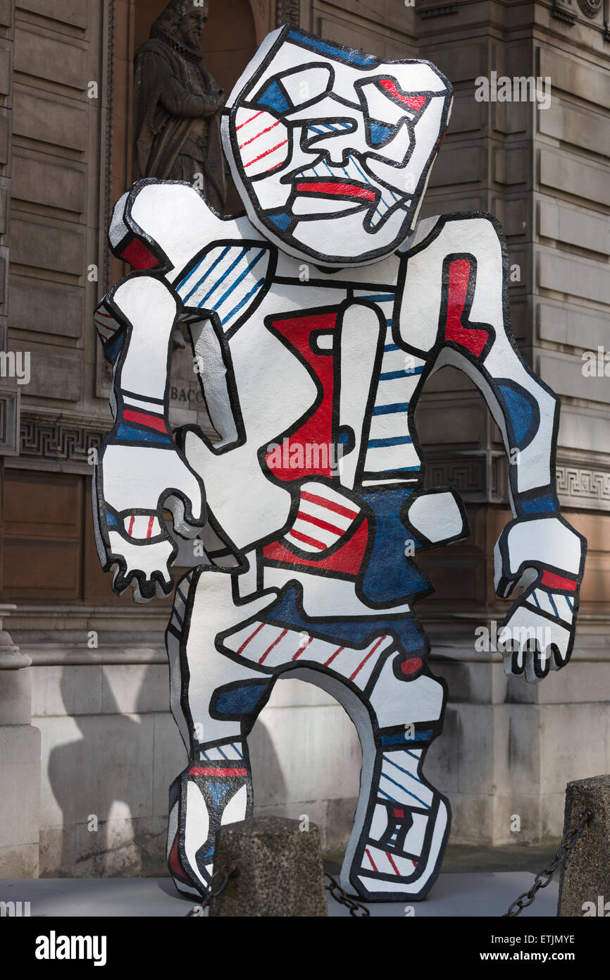 Grande sculpture de Jean Dubuffet en dehors de la Burlington Gardens entrée de la Royal Academy of Arts, Londres, Angleterre, Royaume-Uni Banque D'Images