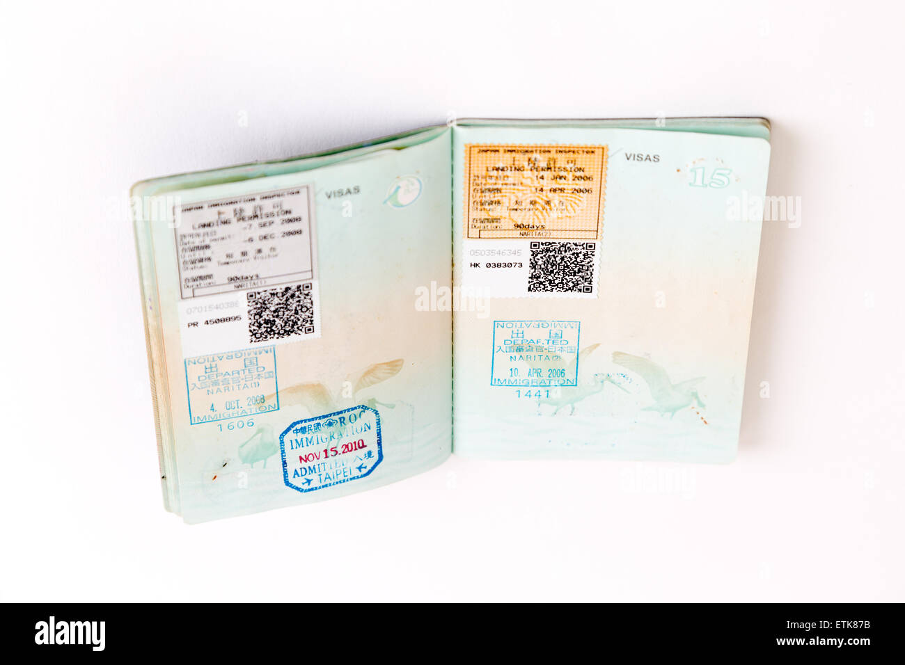 Visas et douanes cachet dans le passeport Banque D'Images