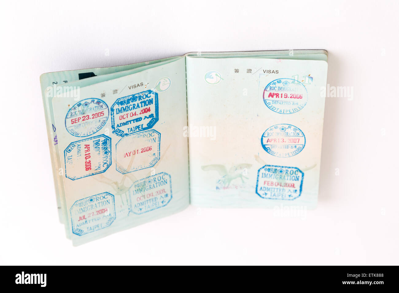 Visas et douanes cachet dans le passeport Banque D'Images