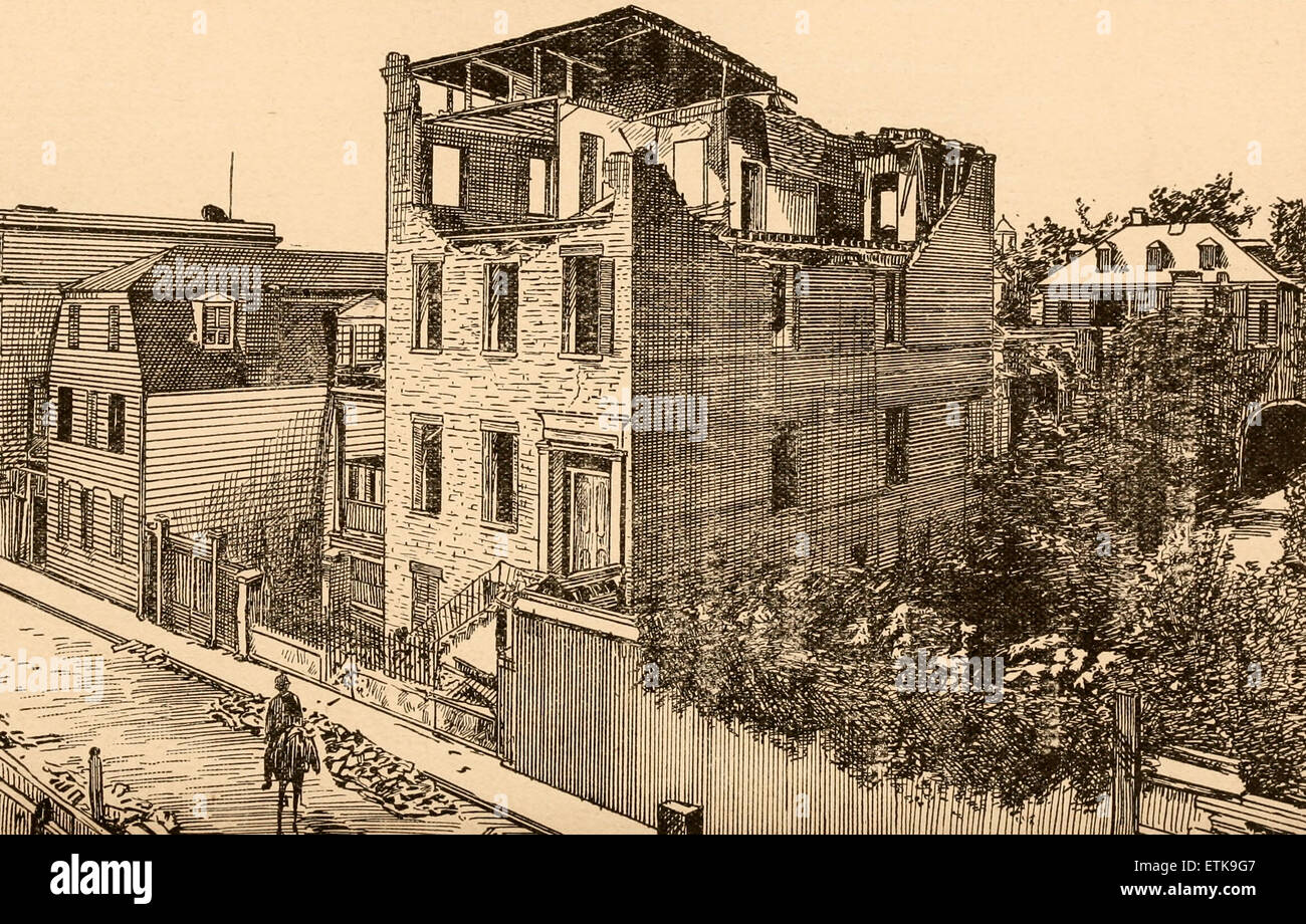 D'habitation en ruine, Charleston, Caroline du Sud après le tremblement de terre 1886 Banque D'Images