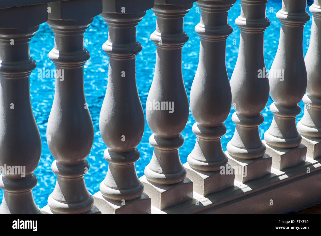 Détail architectural de colonnes, Kaua'i Marriott Resort ; Baie de Kalapaki, Kaua'i, Hawaii, USA Banque D'Images