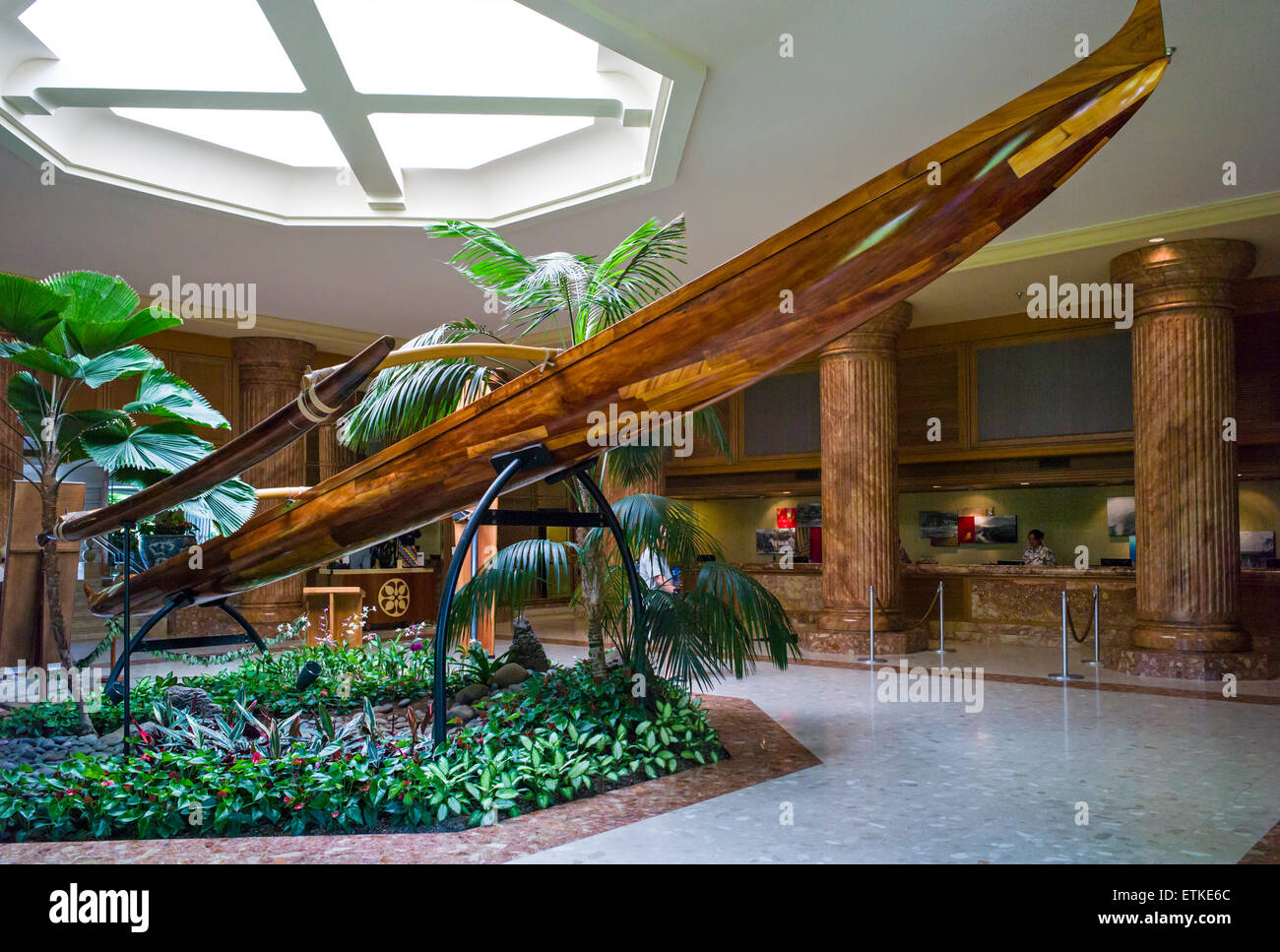 L'antique "Princess : pirogue Koa, Kaua'i Marriott Resort ; Baie de Kalapaki, Kaua'i, Hawaii, USA Banque D'Images