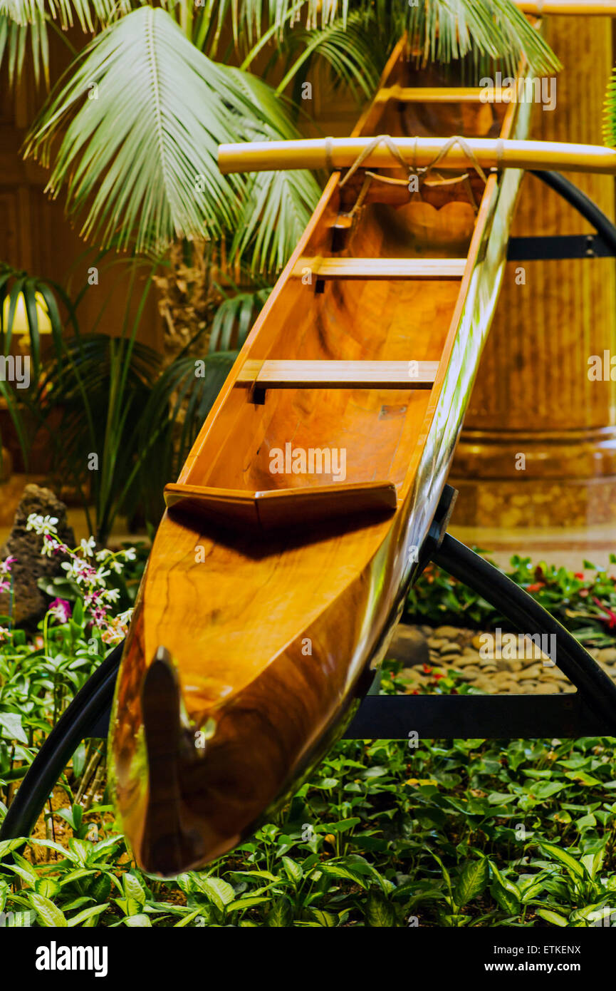 L'antique "Princess : pirogue Koa, Kaua'i Marriott Resort ; Baie de Kalapaki, Kaua'i, Hawaii, USA Banque D'Images