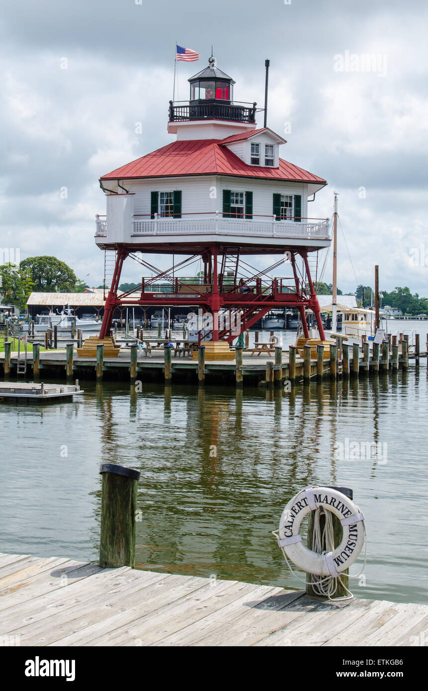 Drum Point Lighthouse à Calvert Marine Museum dans le Maryland Banque D'Images Drum Point Lighthouse à Calvert Marine Museum dans le Maryland Banque D'Images
