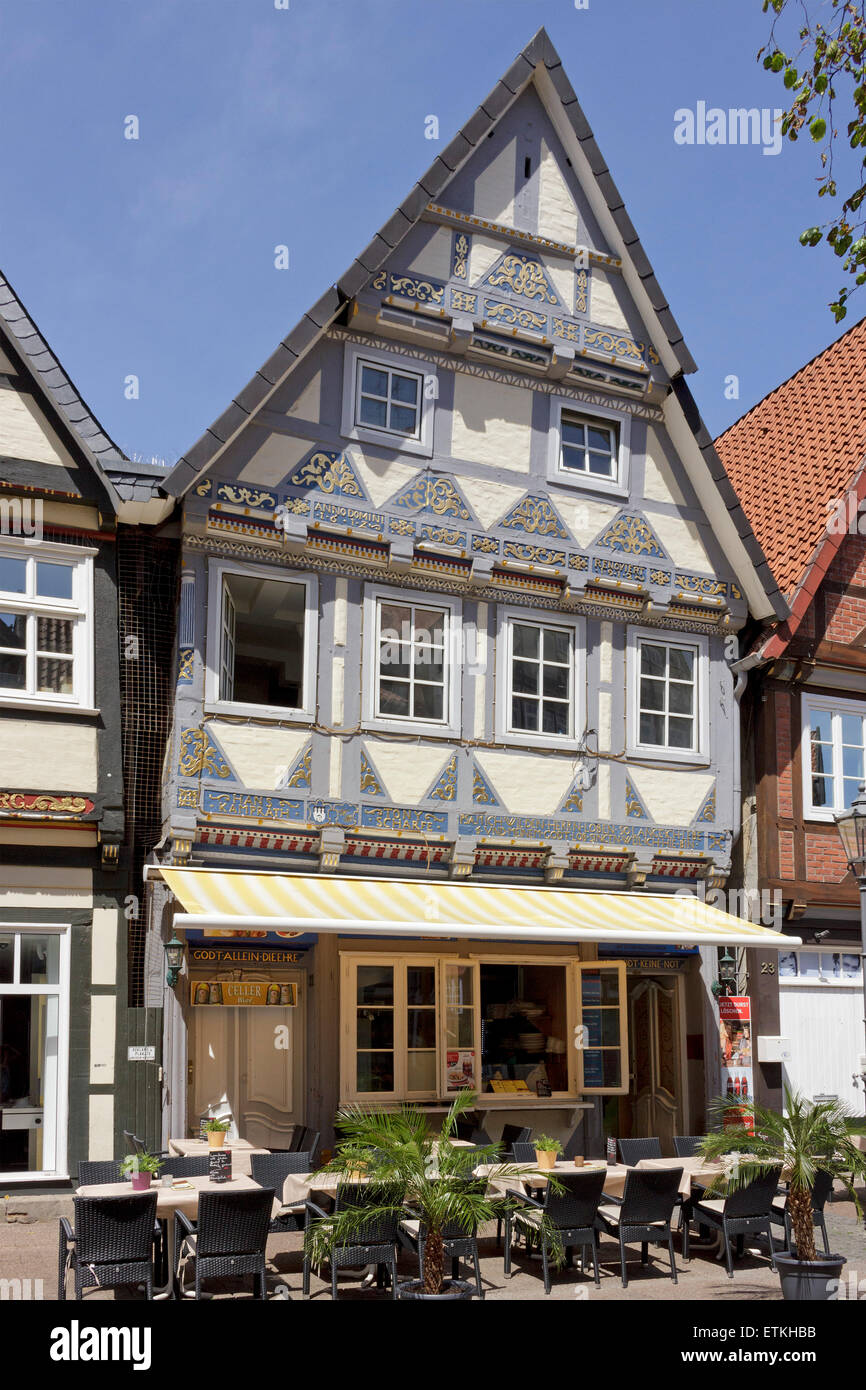 Maison à ossature de bois, Zoellnerstrasse, vieille ville, Celle, Basse-Saxe, Allemagne Banque D'Images