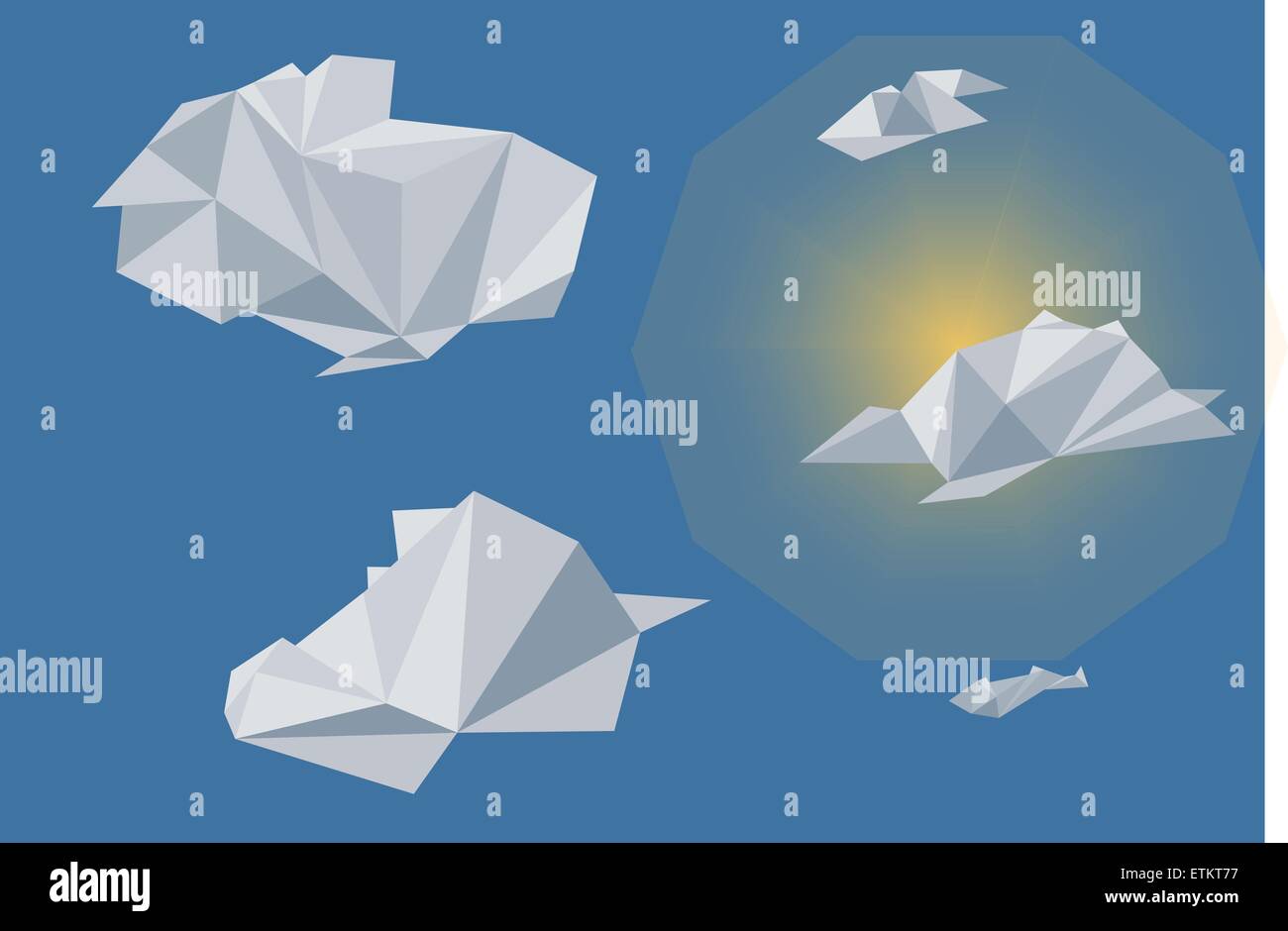 Illustration vecteur polygonale faible de ciel dégagé et les nuages Illustration de Vecteur