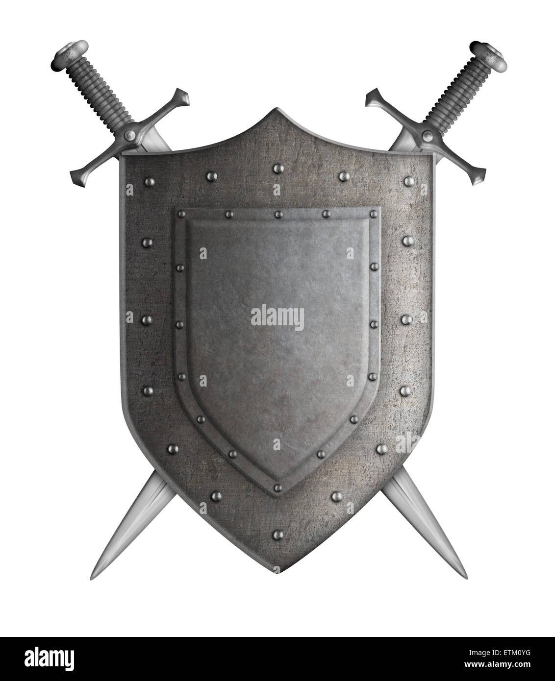 Armoiries bouclier chevalier médiéval et isolé épées Banque D'Images