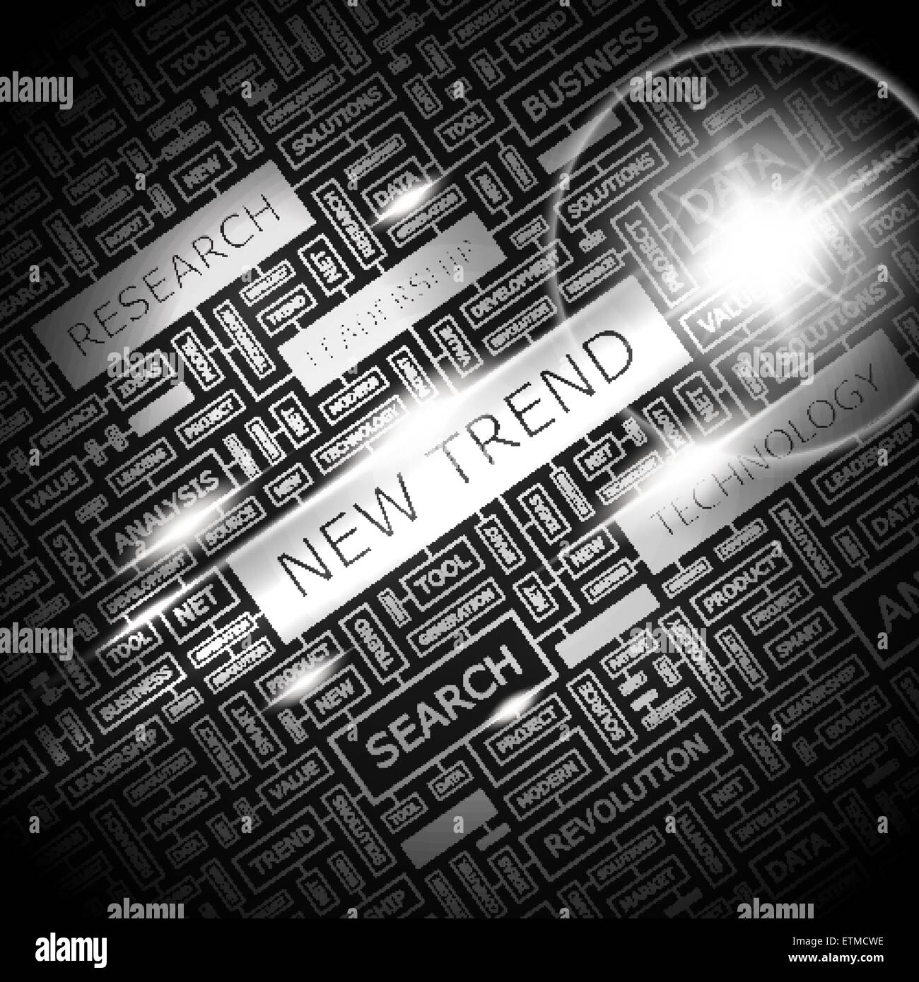 Nouvelle tendance. Concept d'arrière-plan wordcloud illustration. Concept d'impression word cloud. Collage graphique. Illustration de Vecteur