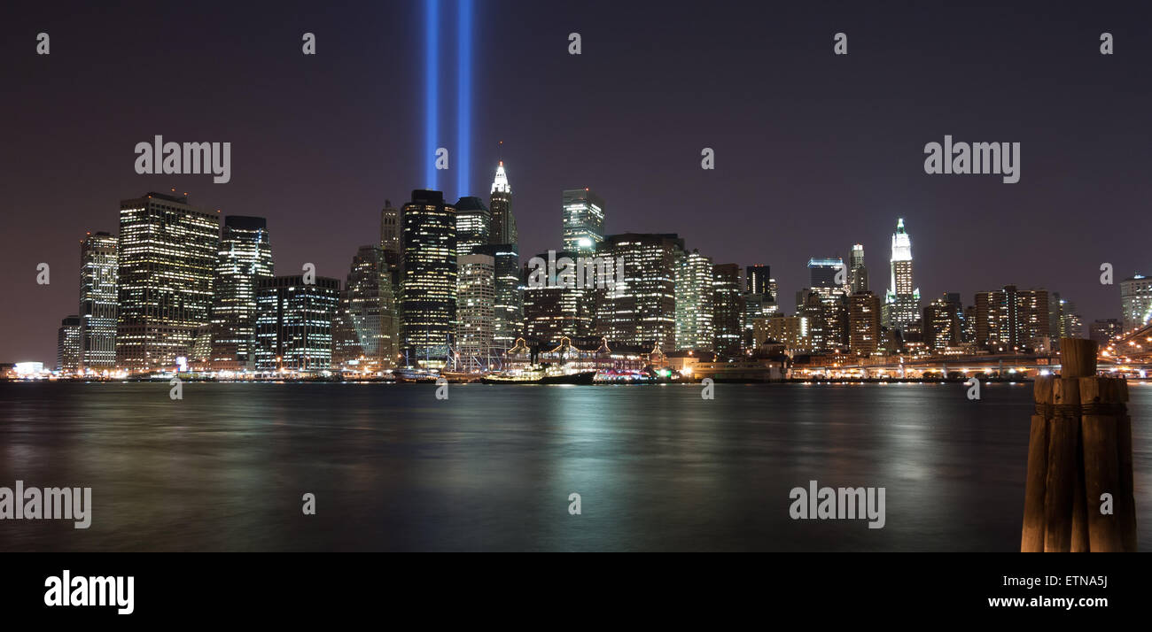 Le centre-ville de Manhattan le 11 septembre, New York, USA Banque D'Images