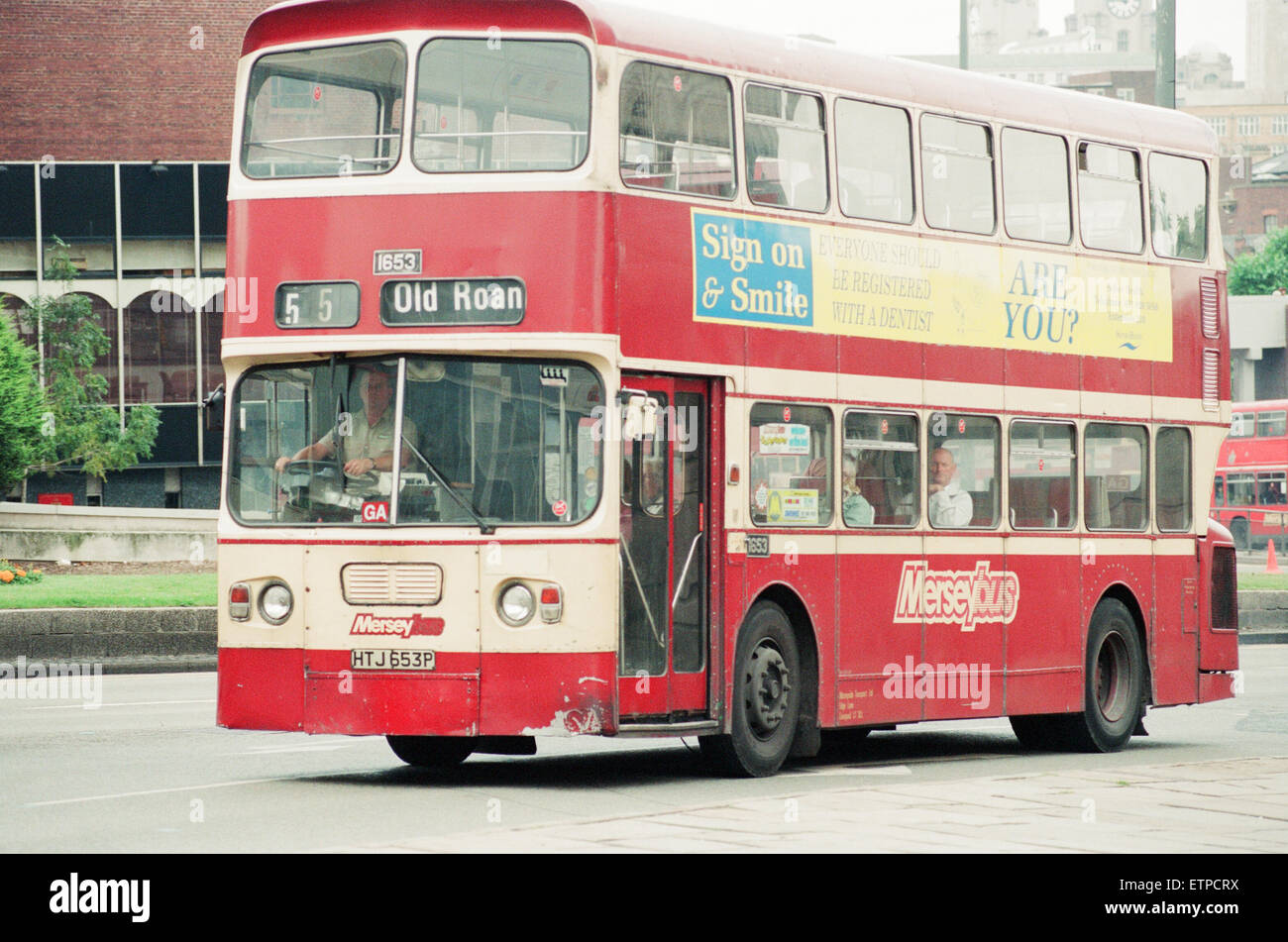 Les bus à Liverpool, 6 septembre 1994. Banque D'Images
