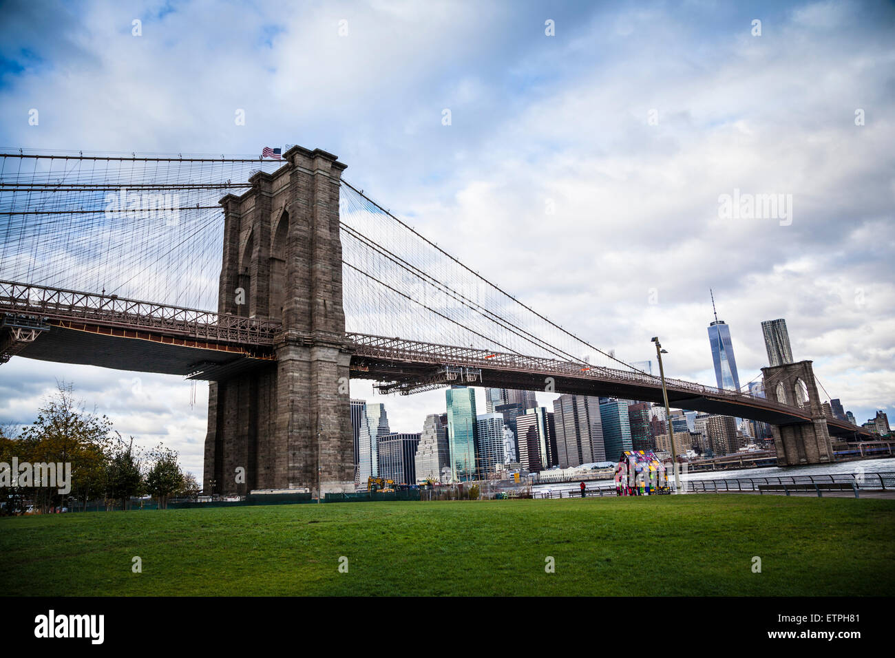 Le Pont de Brooklyn Park à New York Banque D'Images