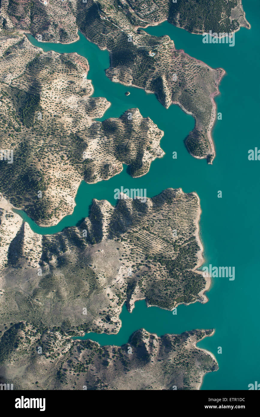 Forme naturelle, paysage, vue aérienne, Zahara, Lac, Port, fjord, Andalousie, été, vacances, province de Cadix, Espagne Banque D'Images