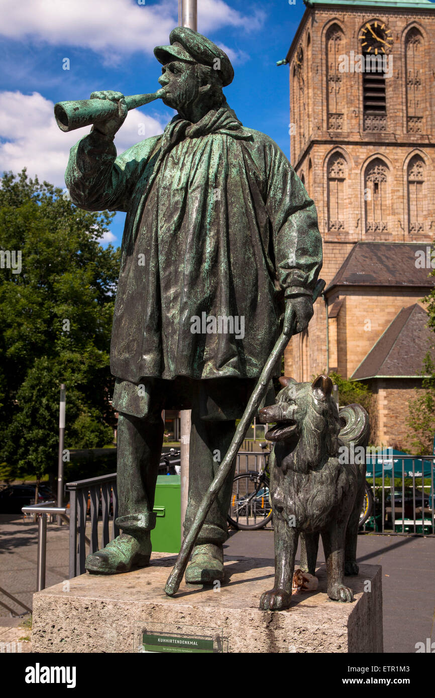 Europa, Deutschland, Nordrhein-Westfalen, Ruhr, Bochum, dans Bongardstrasse Kuhhirten-Denkmal das der im Hintergrund die, sp Banque D'Images