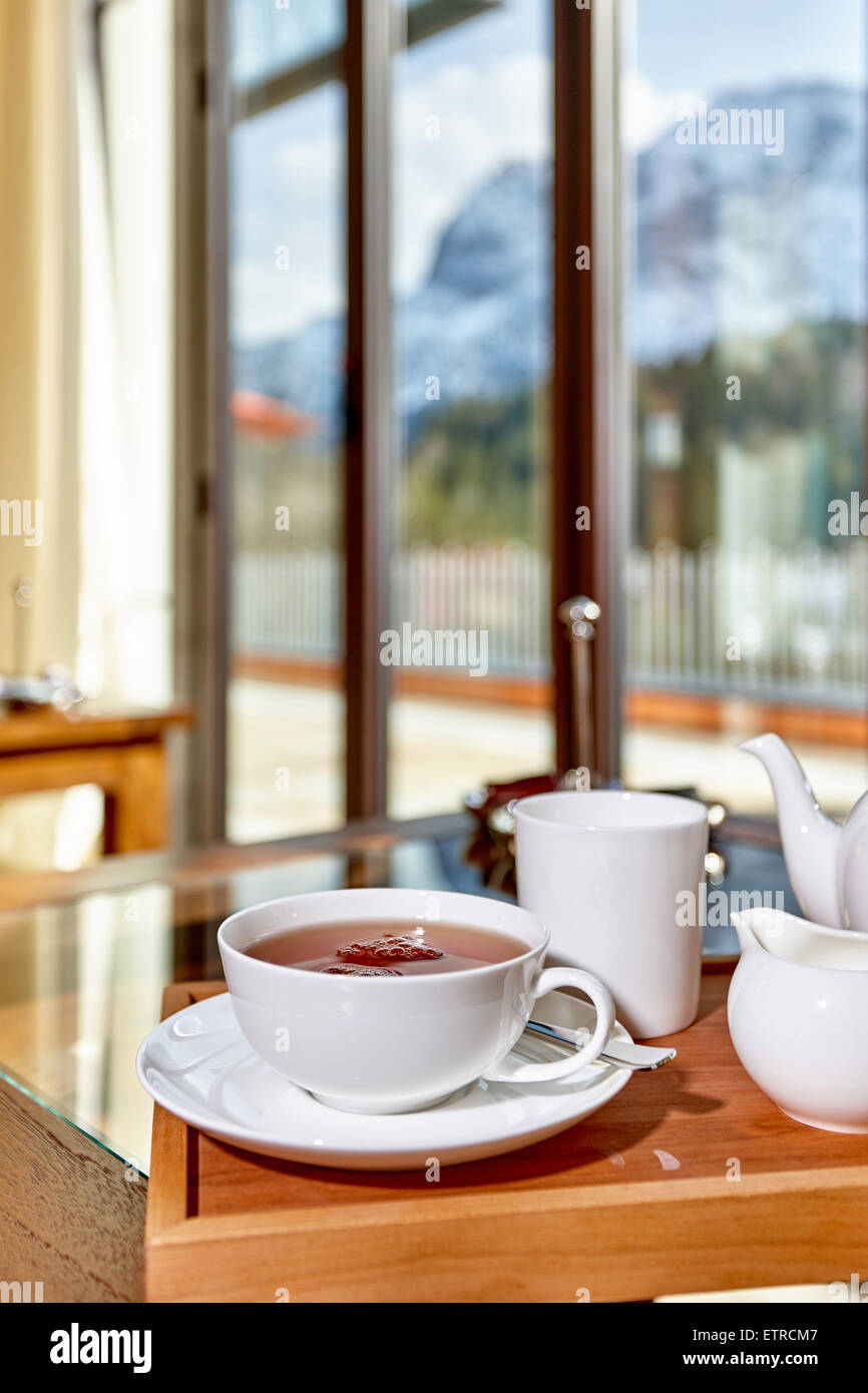 Château d'Elmau (Schloss Elmau) "Retreat", vue de l'intérieur, Banque D'Images